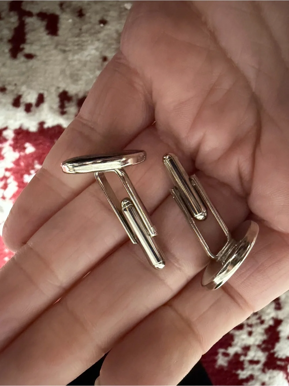 Classic Round Black and Silver Tone Cuff Links